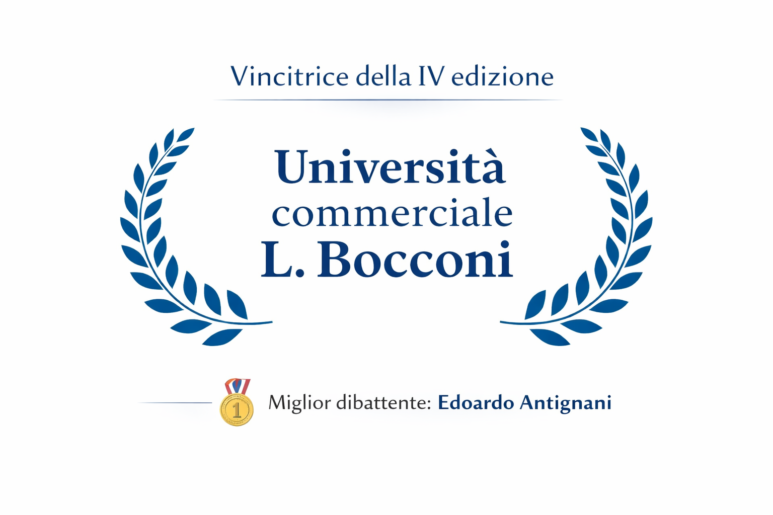 vincitrice della iv edizione 2023/2024 università bocconi. miglior dibattente edoardo antignani